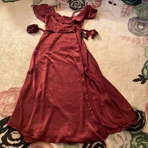 Lulu’s Moriah Satin Wrap Maxi Dress